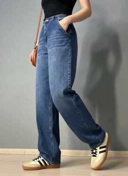 Джинсы женские Its Basic 2952-17 skater baggy бананы с косыми карманами 40 синие