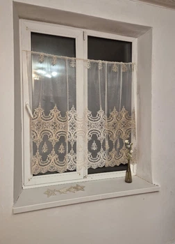 Комплект занавесок 120х104см на створку окна Firanka Damask 3шт кремовый с бежевым (10_7ф)