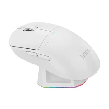 Беспроводная мышь Hoco DI89 в комплекте с зарядной док-станцией, Type-C, 2.4G, BT, 1200-7200DPI, 400mAh, white