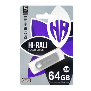 USB Flash Hi-Rali Shuttle, 64 Гб., Срібний - 335731
