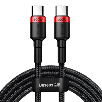 Кабель Baseus Cafule Flash Charging Data Line Cable Type-C to Type-C PD 2.0 QC 3.0 100W 20V 5A 2м (CATKLF-AL91) Black/Red