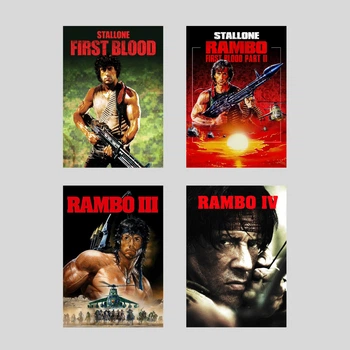 Набір постерів фільмів Рембо / Плакати Rambo / 4 шт А3 / Сталоне