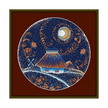 Набор для вышивки крестиком "Зимние узоры", 240046, 29*29см, Little Stitch - готовый комплект для вышивания с канвой, схемой и мулине