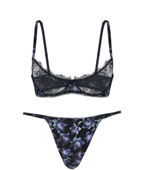 Комплект Rose Lace&Satin unlined Very Sexy Victoria’s Secret Чорний з синім 34B-S
