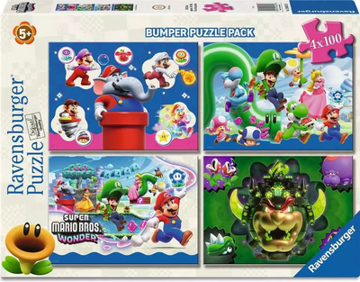 Zestaw puzzli Ravensburger Super Mario 4 x 100 elementów 12004321 (4005555043218)
