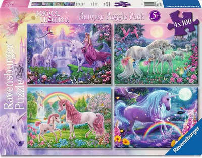 Zestaw puzzli Ravensburger Magiczne jednorożce 4 x 100 elementów 05654 (4005556056545)