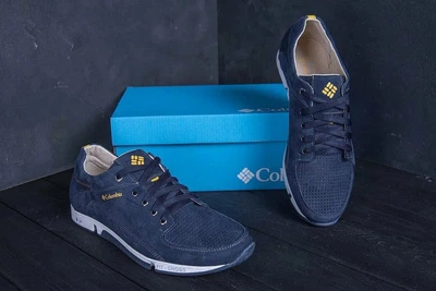 Мужские летние кроссовки Nubuck Denim - натуральная кожа с перфорацией 42