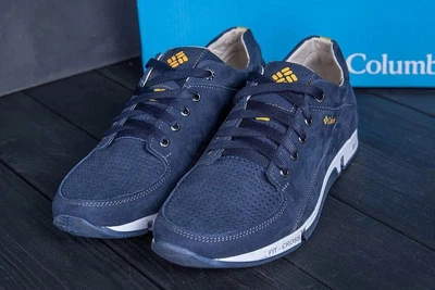 Мужские летние кроссовки Nubuck Denim - натуральная кожа с перфорацией 41