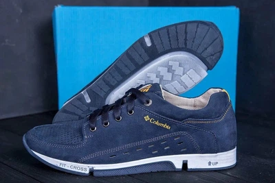 Мужские летние кроссовки Nubuck Denim - натуральная кожа с перфорацией 43