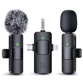 Беспроводной петличный микрофон ONELEADER K15 с шумоподавлением разъема 3в1 Type C 3.5 mm Lightning JDT-0849633