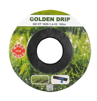 Капельная лента 8 mil шаг 10 см бухта 100 метров эмитерная GOLDEN DRIP для полива растений черного цвета