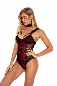 Боді жіноче прозоре облягаюче 2XL-3XL бордовий (23/69)