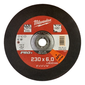 Диск зачищающий по металлу MILWAUKEE, SG 27/230х6 PRO+, диаметр 230мм