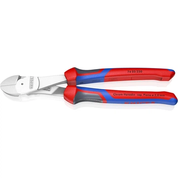 Кусачки боковые (бокорезы) особой мощности, Ø4,6мм, 250мм KNIPEX 74 05 250, хромированные