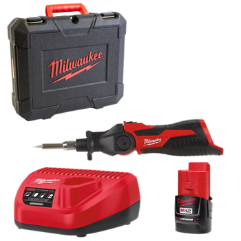 Паяльник аккумуляторный MILWAUKEE, M12 SI-201C (зарядное устройство С12 С, 1 аккумулятор М12 В2 2Аг, жало, кейс) (4933459761)