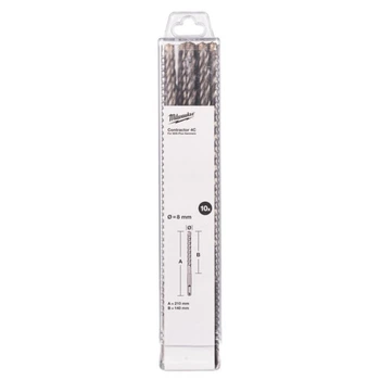 Бур SDS-PLUS 4C Contractor MILWAUKEE, діаметр 8х210х140мм, (10шт)