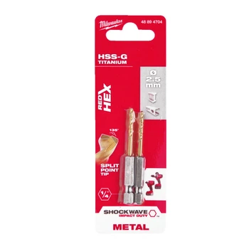Сверло по металлу RedHEX SHOCKWAVE HSS-TiN MILWAUKEE, диаметр 2,5х62х19мм, (2шт) (48894704)
