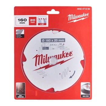 Диск пильный по фиброцементу PFTE MILWAUKEE, диаметр 160х20х2,2мм, 4 зуб.