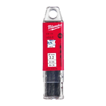 Сверло по металлу HSS-R MILWAUKEE DIN338, диаметр 3,2х65х36мм, (10шт), пластиковая коробка