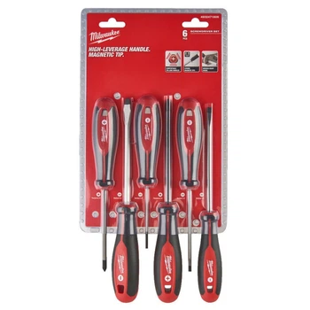 Набор отверток магнитных с трехгранной рукояткой MILWAUKEE, (PZ1/PZ2/SL3/SL4/SL5,5/SL6,5), (6шт)
