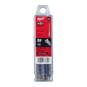 Бур SDS-PLUS MX4 MILWAUKEE, диаметр 6,0х115х50мм, (10шт), пластиковая коробка