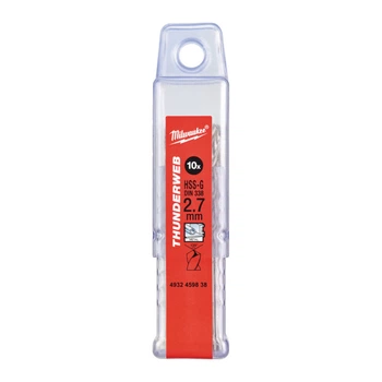 Сверло по металлу THUNDERWEB HSS-G MILWAUKEE DIN338, диаметр 2,7х61х33мм, (10шт), пластиковая коробка