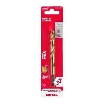 Сверло по металлу RedHEX SHOCKWAVE HSS-TiN MILWAUKEE, диаметр 10,5х122х78м