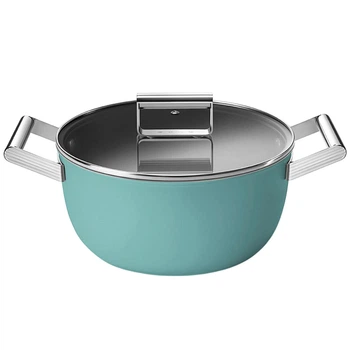 Каструля 24см CSF2412EGM з кришкою смарагдово-зелена матова SMEG (21356451)