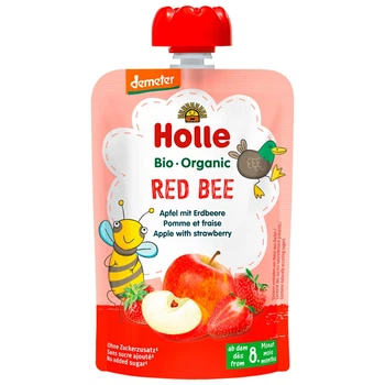 Пюре Red Bee з яблуком та полуницею органічне з 8 місяців Holle 100 г (19077297)
