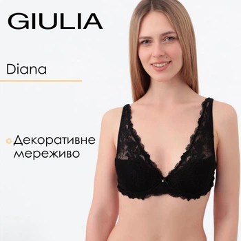 Бюстгальтер Giulia Diana 1232/01N 70C Black, кружевной бюстгальтер на косточках без пуш-ап