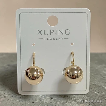 Серьги с позолотой 18К XUPING длина 18мм цвет металла золотистый (3407014)