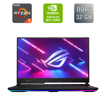Игровой ноутбук Asus ROG Strix G733 QSA/17.3" (1920x1080) IPS/AMD Ryzen 9 5980HX (8 (16) ядер по 3.3 - 4.8 GHz) / 32 GB DDR4 / 1000 GB SSD / nVidia GeForce RTX 3080, 16 GB GDDR6, 256-bit / Windows 11 б/у