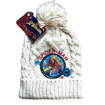 Дитяча зимова шапка Marvel Spiderman для хлопчика з помпоном біла RH4074 OFFWHT 54