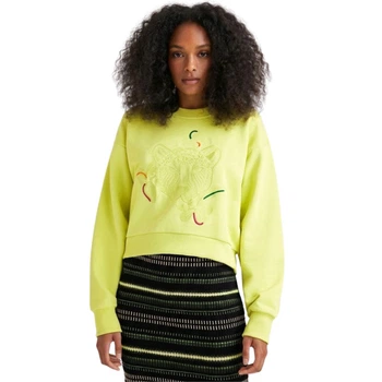 Короткий жіночий світшот Desigual Loose Tiger з вишивкою вибірковий XS 22WWSKX2/4004 (XS)