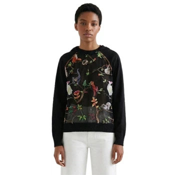 Жіночий світшот із капюшоном Desigual Fauna з вишивкою чорний S 21WWSKX1/2000 (S)