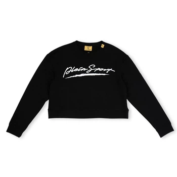 Світшот жіночий Plein Sport C-Neck MC короткий чорний з логотипом XS DFPS3232 99 (XS)