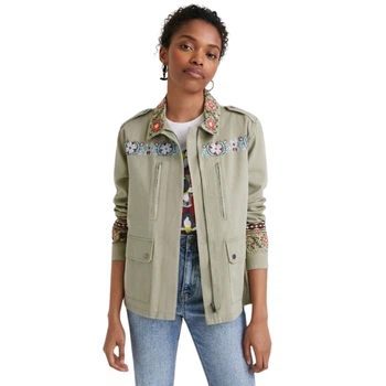 Жіноча катана Desigual Henderson Amore з вишивкою хакі XS 22SWEW43/4001 (XS)