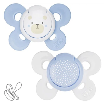Пустышка Chicco Physio Comfort, силикон, 2-6 мес., 2 шт., Голубой