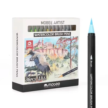Професійний набір акварельних маркерів-пензликів Mobee Artist 36 шт. 1 лінер + 2 водяні пензлики.