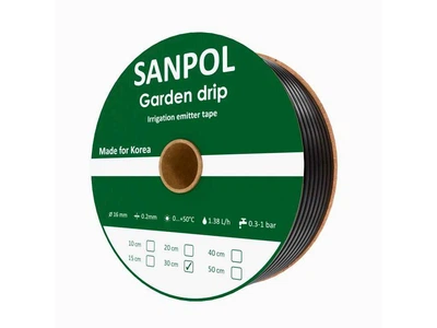 Крапельна стрічка SANPOL 1000м 16мм 1,38л/г 8mil 30см GARDEN DRIP