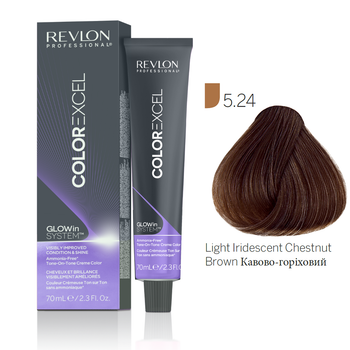 Безаміачна фарба Тон в Тон 5.24 Світло-коричневий перламутрово-мідний Revlon Professional Color Excel 70 м