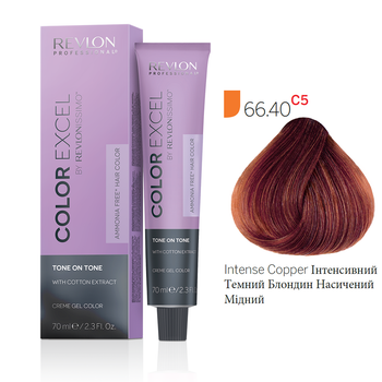 Безаміачна фарба Тон в Тон 66.40 Інтенсивний темний мідний блонд Revlon Professional Color Excel 70 мл