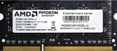 Оперативная память AMD 8 GB SO-DIMM DDR3 1600 MHz (R538G1601S2S-U)