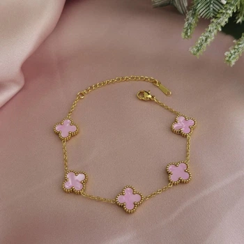 Браслет в стиле Van Cleef (Gold-Pink)