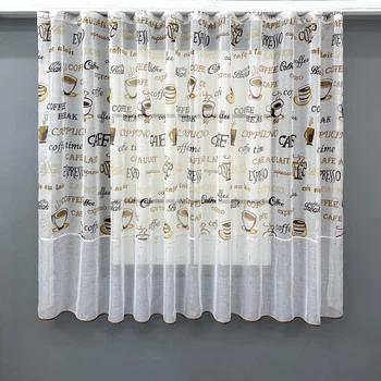 Кухонная тюль-арка VR-Textil № 1792т-1210т лен молочный с коричневым 300х155 см (53-0070)