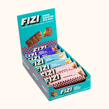 Fizi Mood Booster - 12x40g Mix Box мікс протеїнових батончиків Fizi Mood Booster для різних смаків, ситості та зручного перекусу