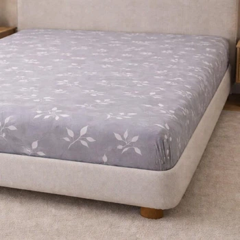 Простирадло на гумці Бязь Silver Magnolia Сірий 120*200 висота 25 см