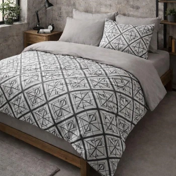 Комплект постельного белья Бязь Loft Geometry Семейный 2х155х215 см Серый