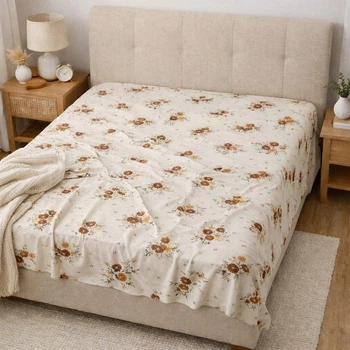 Простынь без резинки Бязь Sepia Garden 200*220 см Бежевый