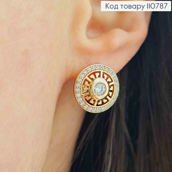 Серьги "Снечка" украшены Блестящими камушками, размер 1,4см, английская застежка, XUPING 18К
